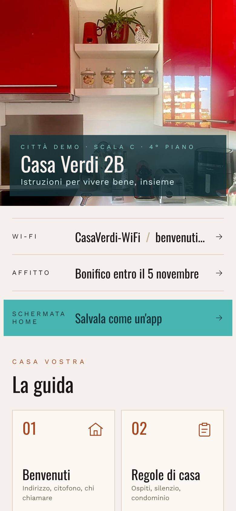 Shared-home demo app, home screen